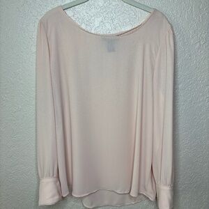 Grace The Perfect Fit Pale Pink Blush Long Sleeve Dressy Top Women's Siz…